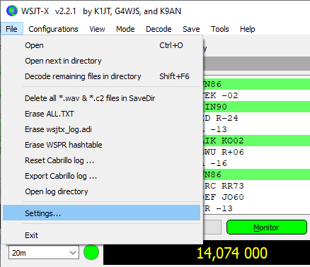 WSJT-X Settings